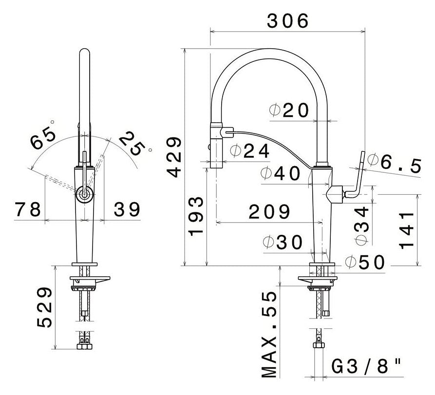 Newform O'Rama 68735.05.013 Chrome & Glossy White Single Lever Faucet with Pull Down Sprayer