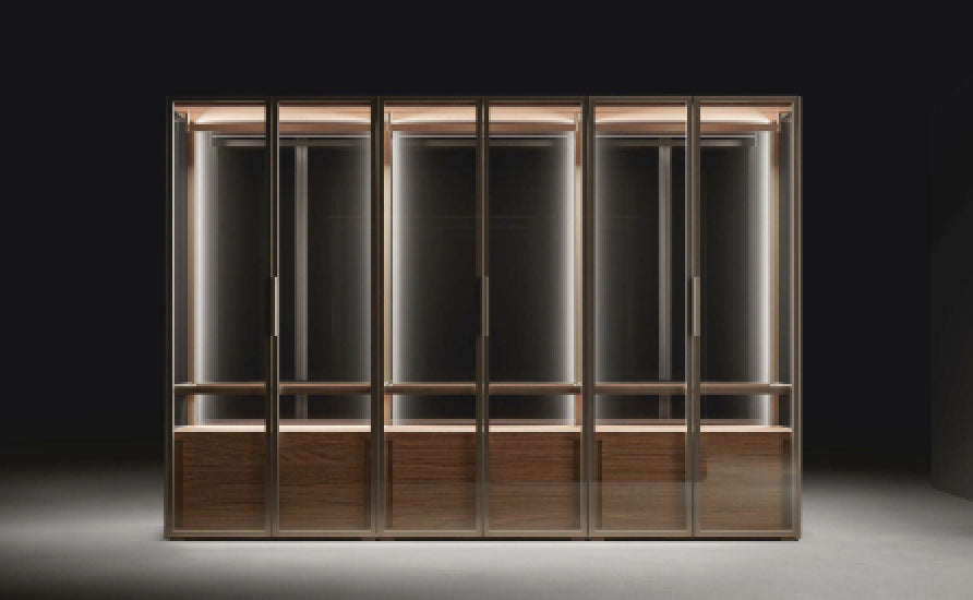 Boffi Antibes Bronz 17 Glass Storage System with Aluminum Bronze Frame