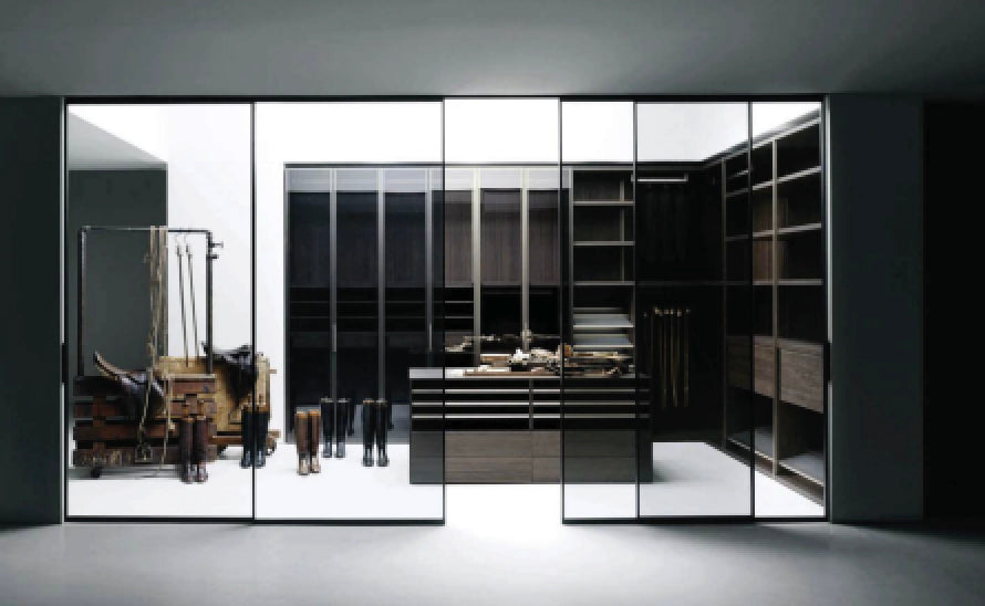 Boffi Antibes Bronz 17 Glass Storage System with Aluminum Bronze Frame