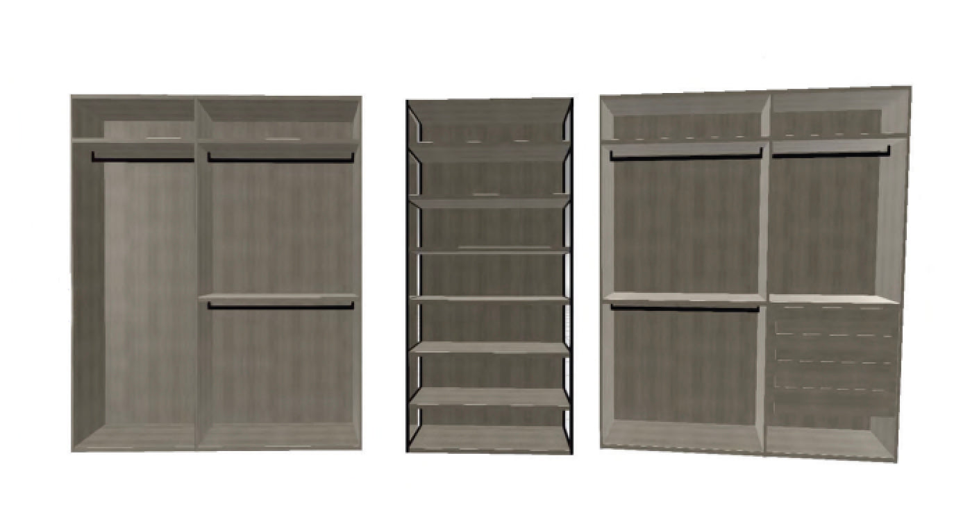 Boffi Antibes Walk-In Bedroom Closet with Melamine Elm Doors