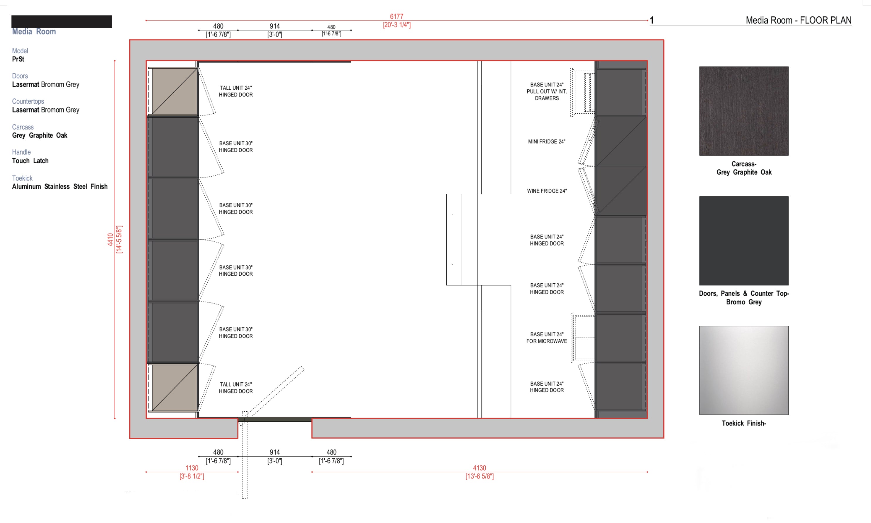 Boffi PRST Lasermat Bromom Grey and Grey Graphite Oak Media Room