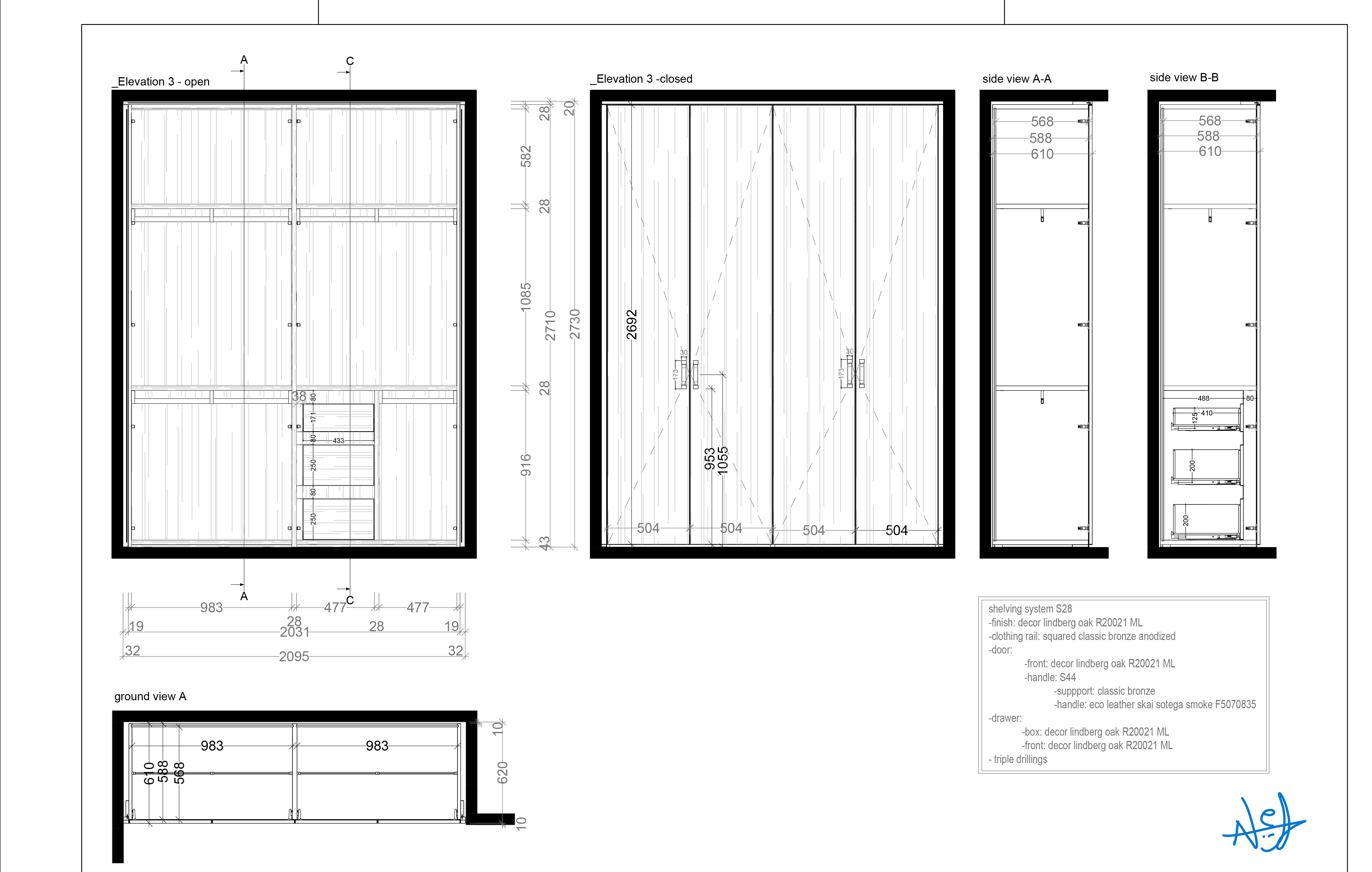 eggersmann Decor Lindberg Oak Modern Closet System with Eco Leather Skai Sotega Handles