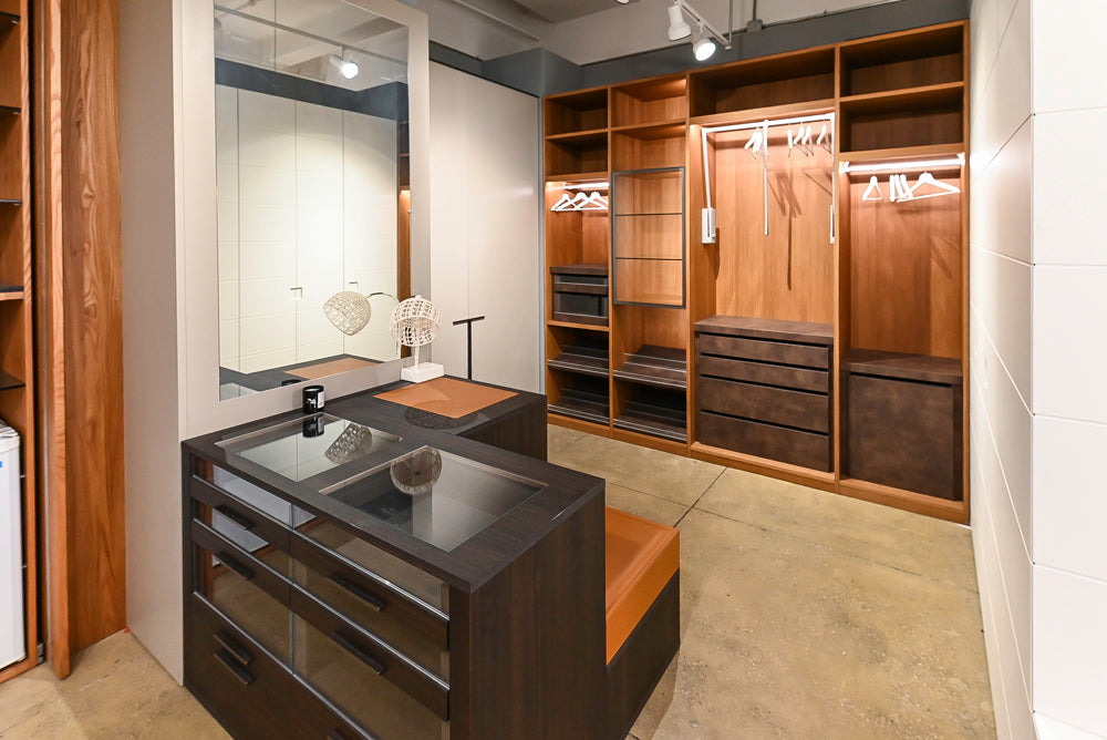 Modern Natural Wood Toned Complete Wardrobe Closet System