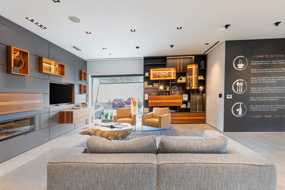 Eggersmann Schmalenbach Modern Larch Smoked Veneer with Grey Parsol Glass Entertainment System