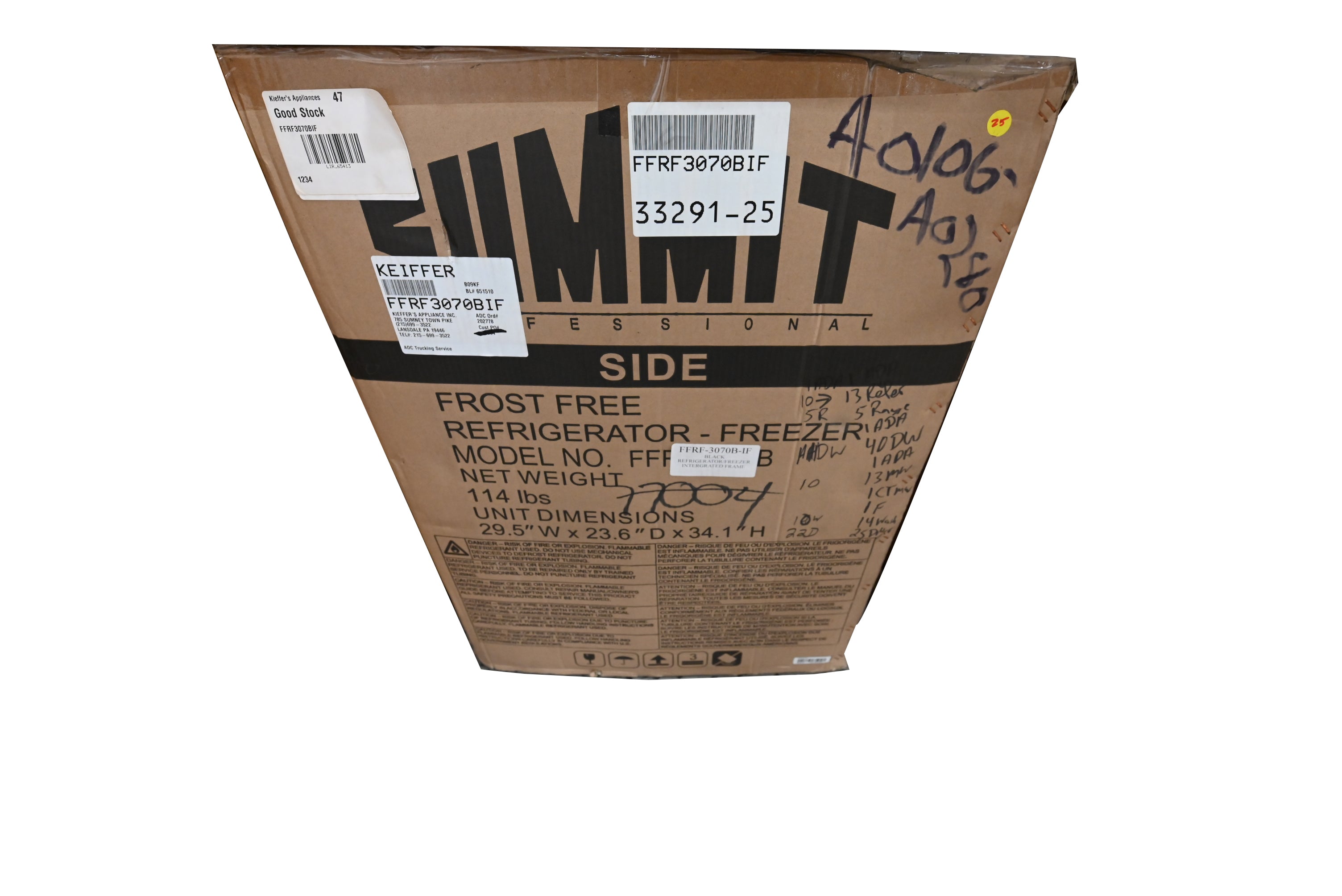 Summit FFRF3070BIF 30" Panel Ready Side by Side Undercounter Refrigerator/Freezer