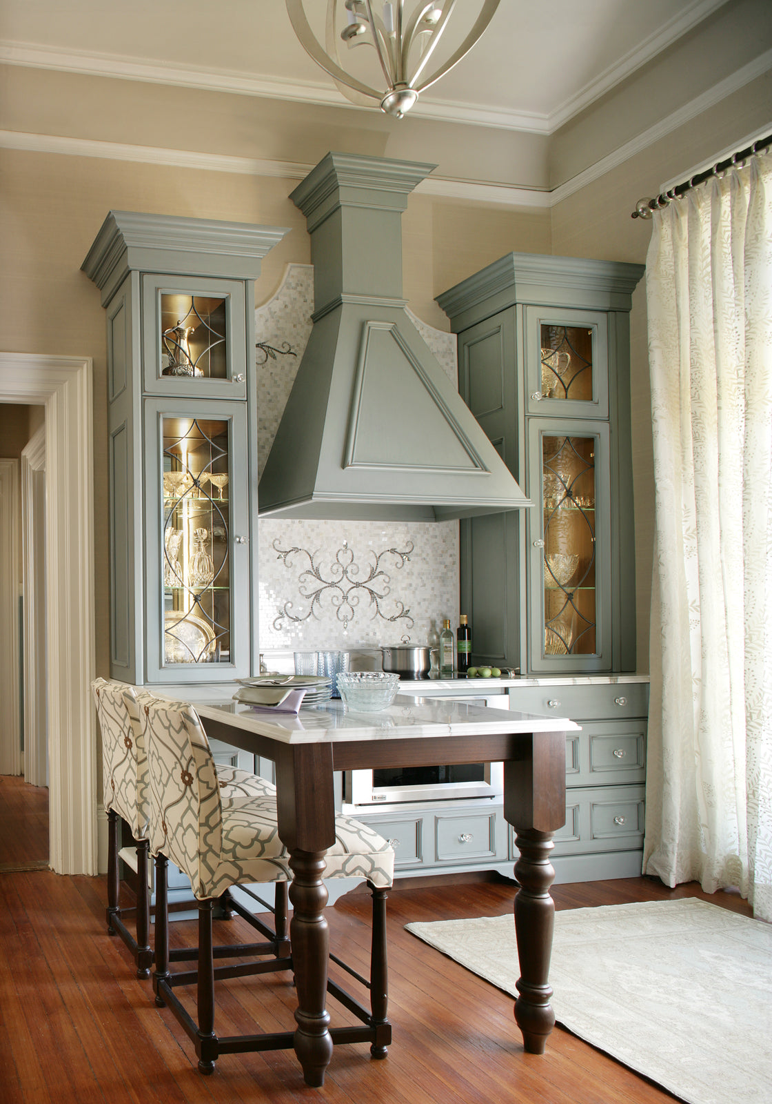 Executive Cabinetry Traditional Grey Walnut Kitchen with Marble Countertops & Appliances