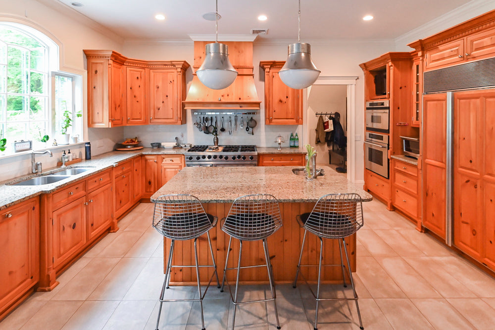Custom Traditional Natural Wood Kitchen with Granite Countertops and A ...