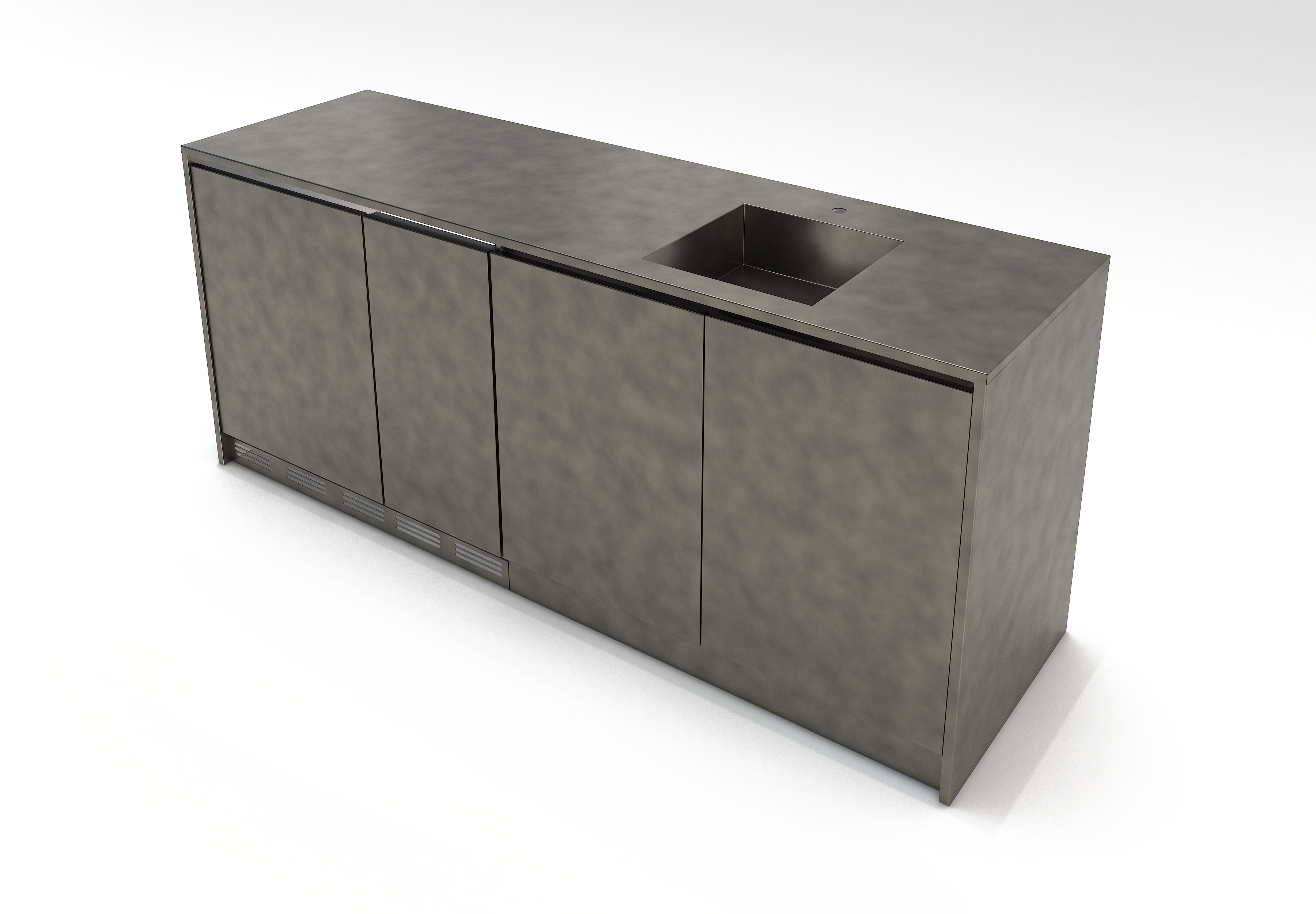 Arditi Collection Modern Brown Washed Wet Bar with Metal Countertop
