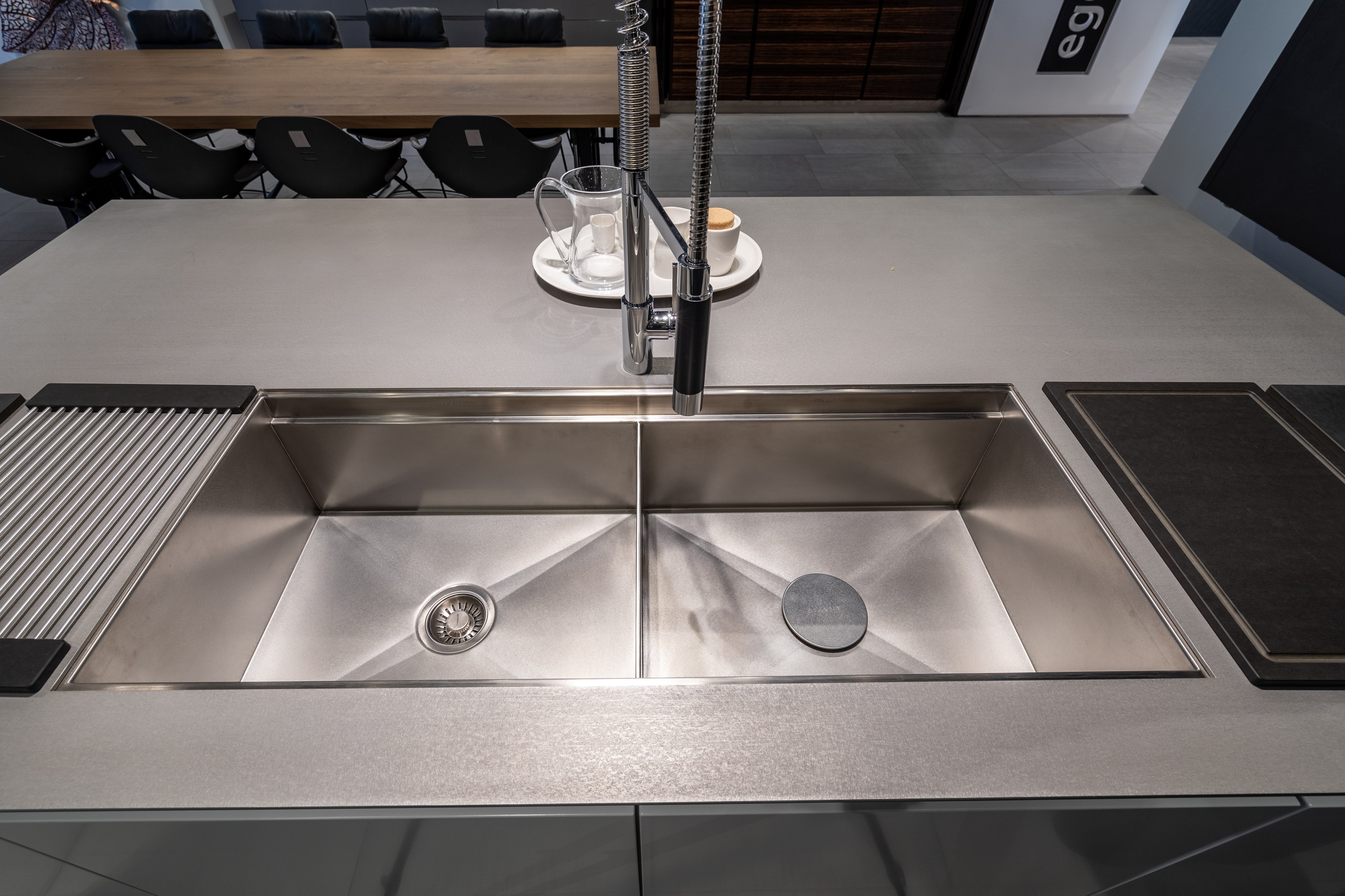 eggersmann USA Black & Grey Work's Glass Modern Kitchen with Sub-Zero & Wolf Appliances