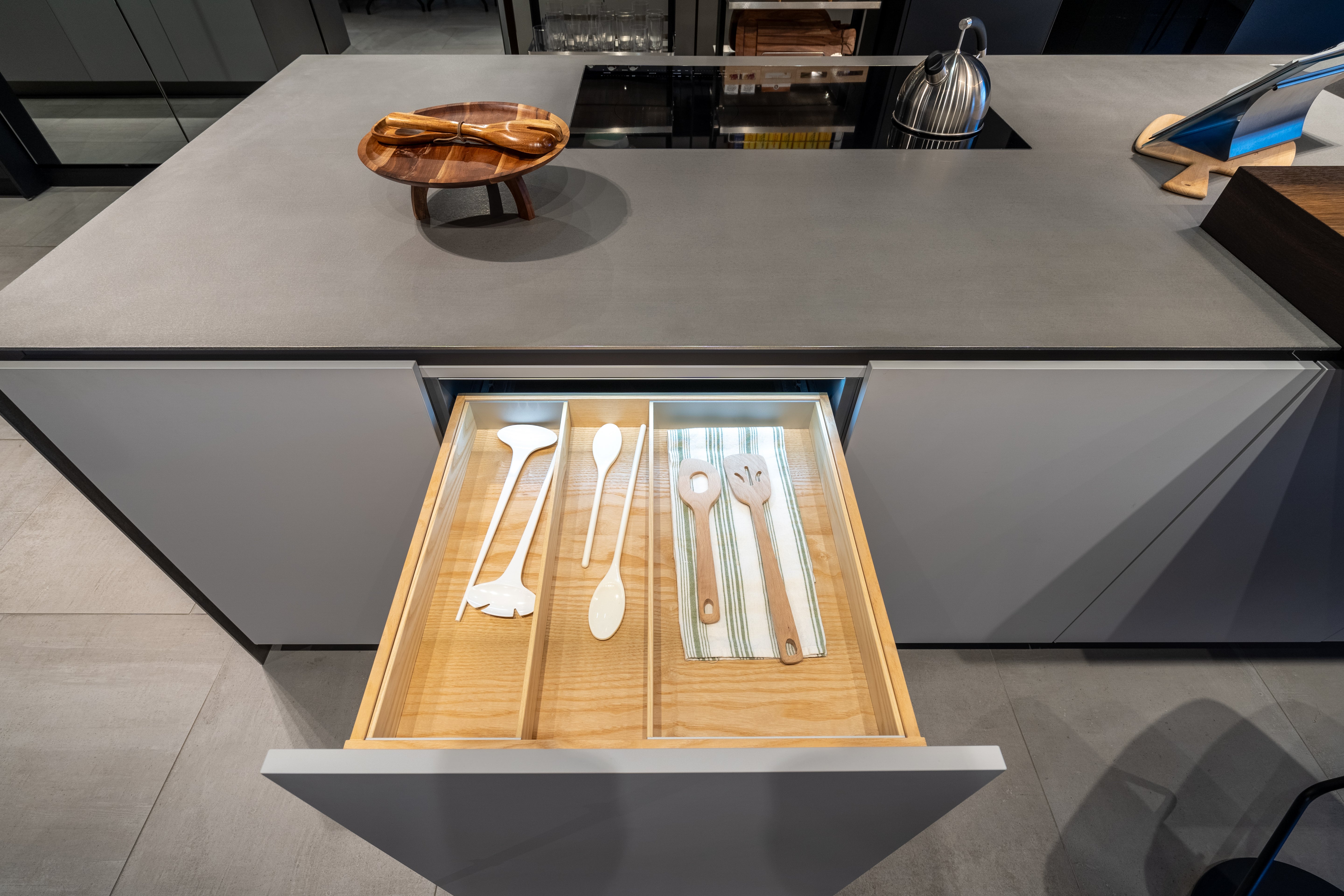 eggersmann USA Black & Grey Work's Glass Modern Kitchen with Sub-Zero & Wolf Appliances