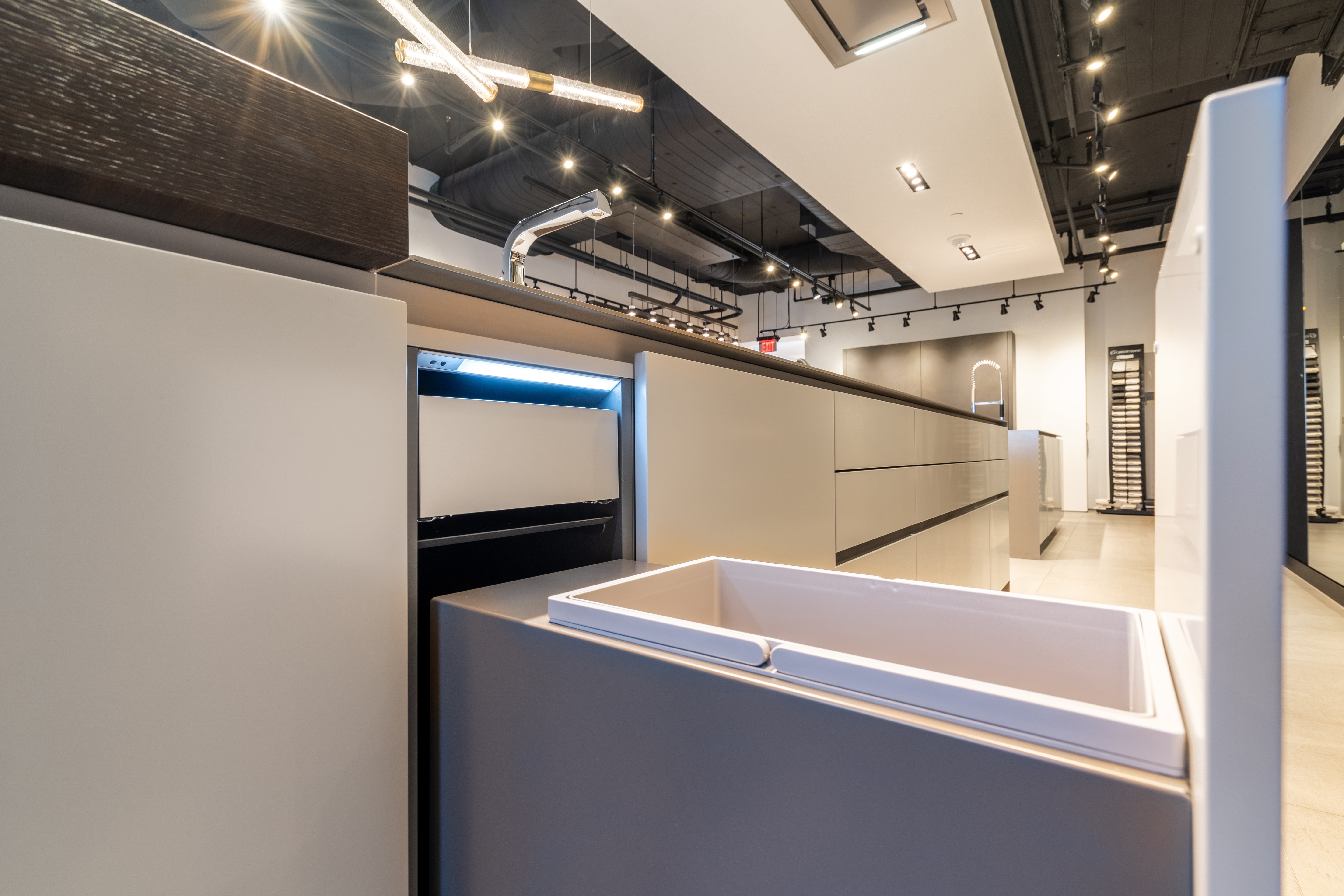 eggersmann USA Black & Grey Work's Glass Modern Kitchen with Sub-Zero & Wolf Appliances