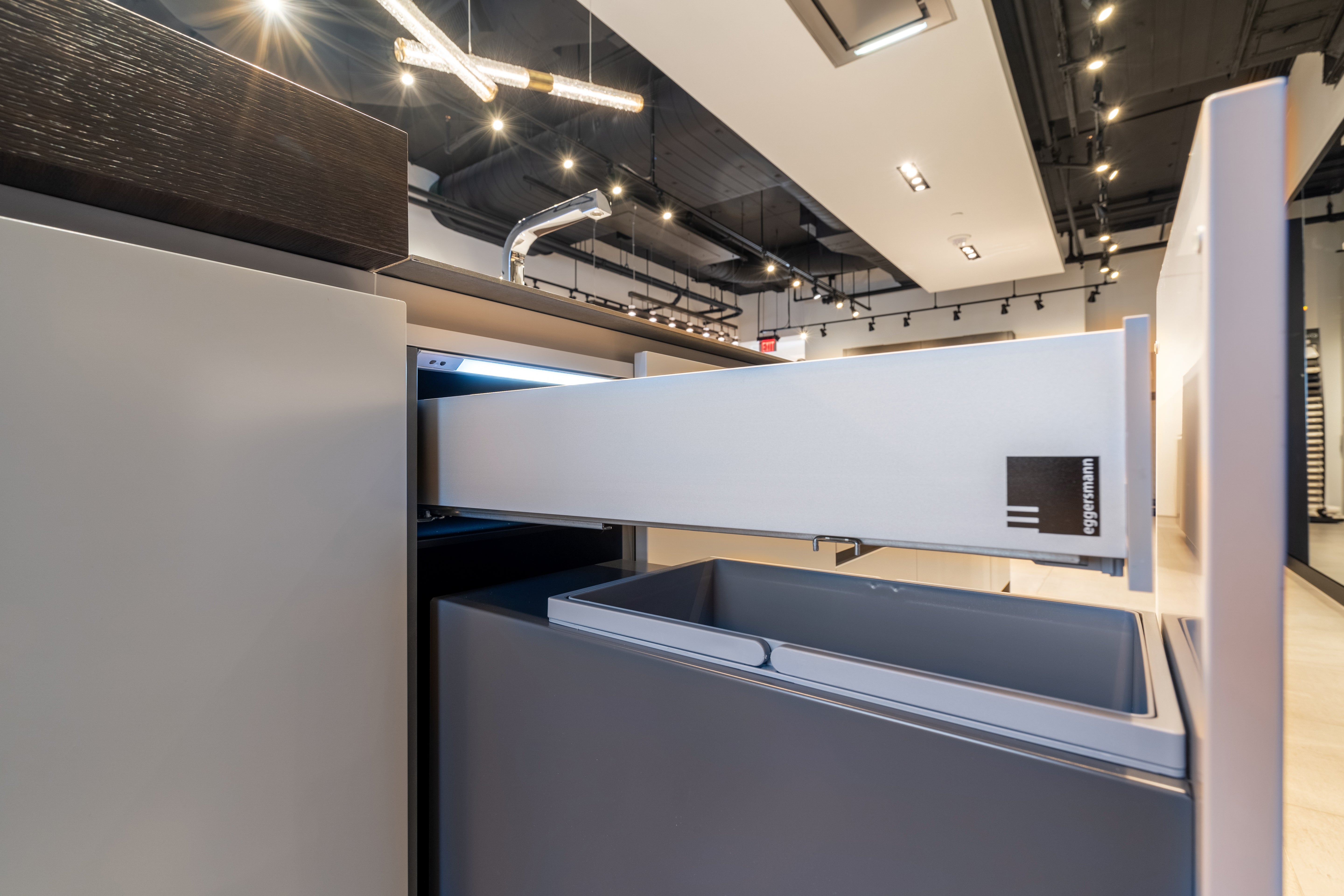 eggersmann USA Black & Grey Work's Glass Modern Kitchen with Sub-Zero & Wolf Appliances