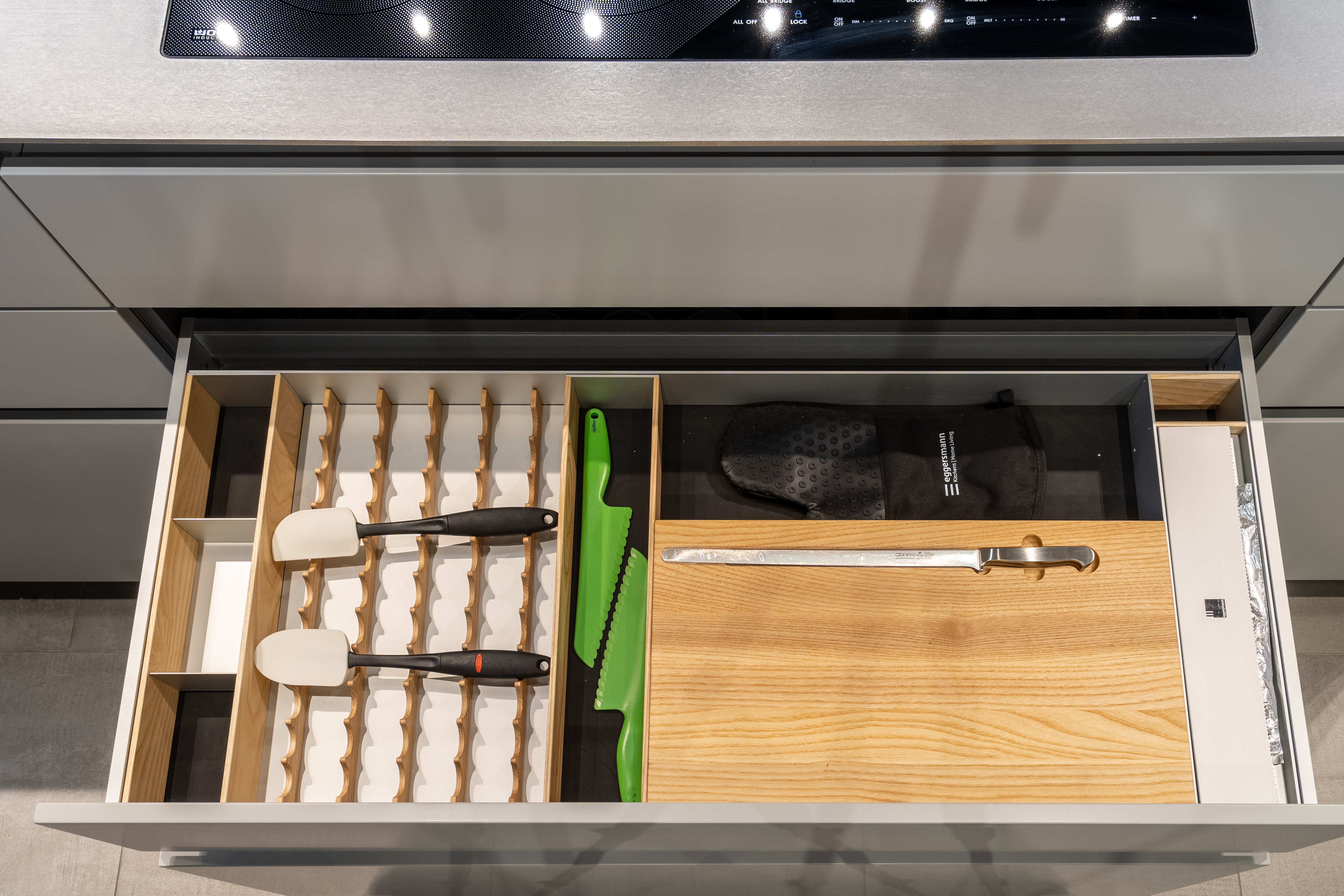 eggersmann USA Black & Grey Work's Glass Modern Kitchen with Sub-Zero & Wolf Appliances