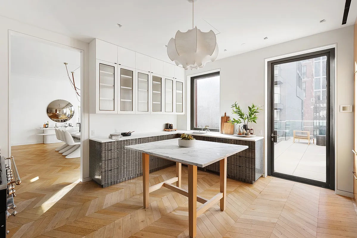"The Maison Moderne" Kitchen with La Cornue CornuFé 110 Range and Marble Top Table