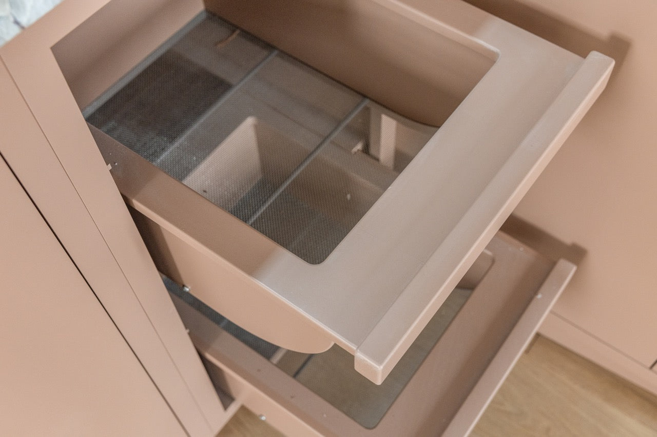 Plato Designer Custom Painted Pantry with Sensa Vancouver Quartzite