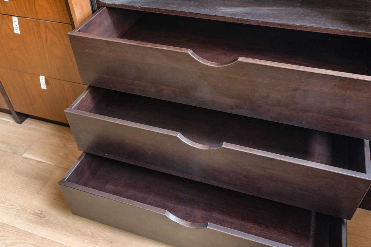 Plato Natural Walnut & Espresso Modern Kitchen with Gaggenau Appliances