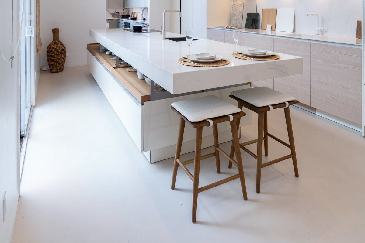 Poggenpohl +Modo High-Gloss Blossom White Kitchen Island