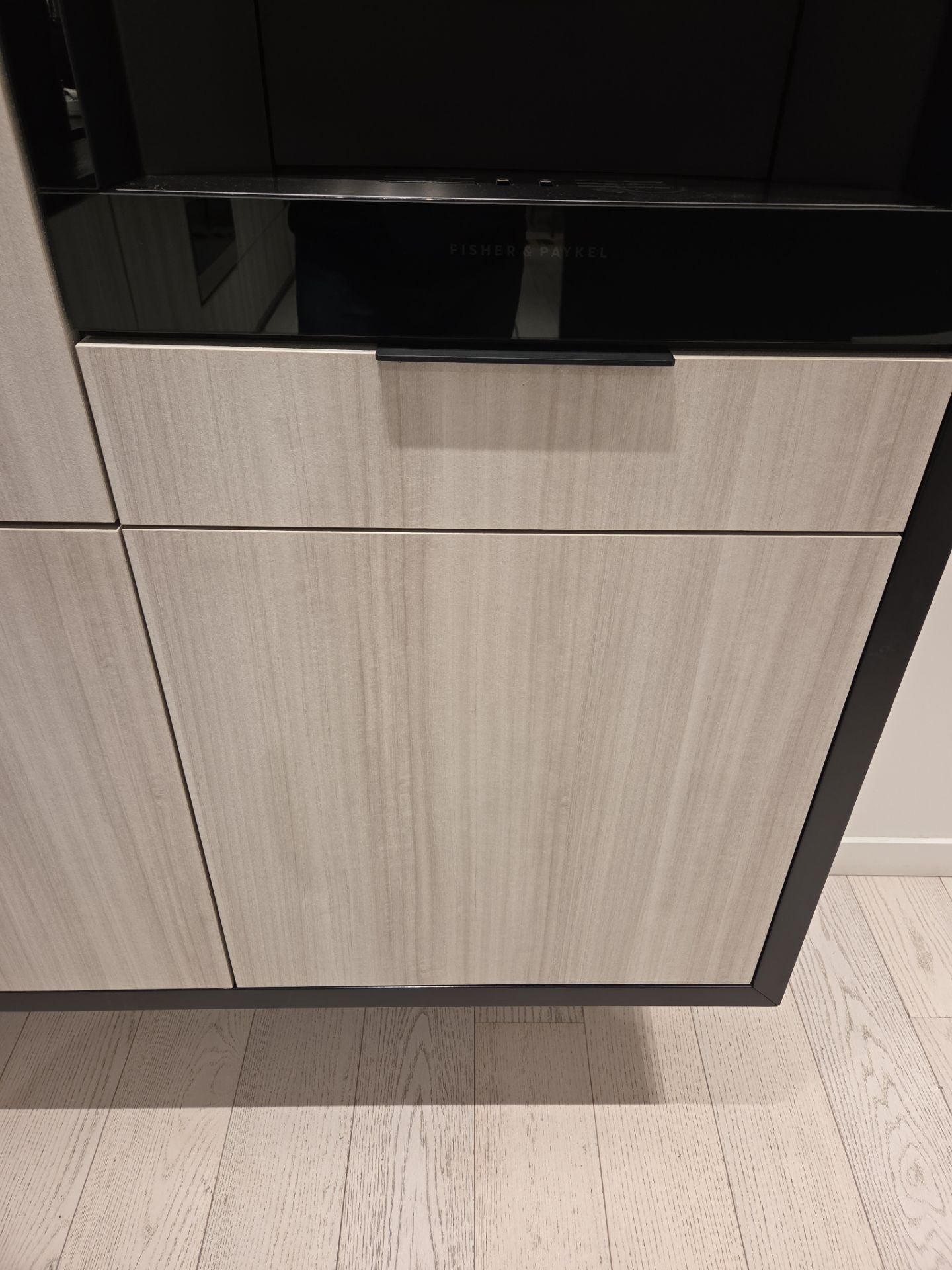 DOCA Modern Wood Veneer Black Kitchen with Island & Appliances