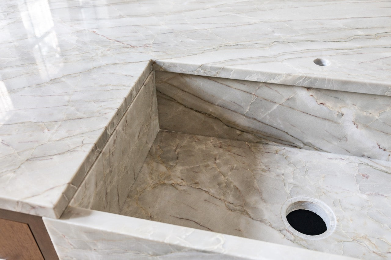 Plato Natural Walnut & Espresso Modern Kitchen with Gaggenau Appliances