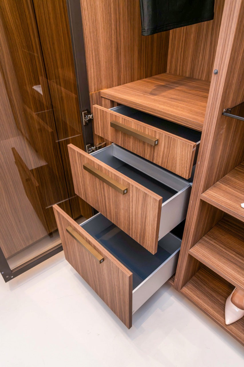 Poggenpohl Campania Mocca Decor Vertical Grain Wardrobe Closet System