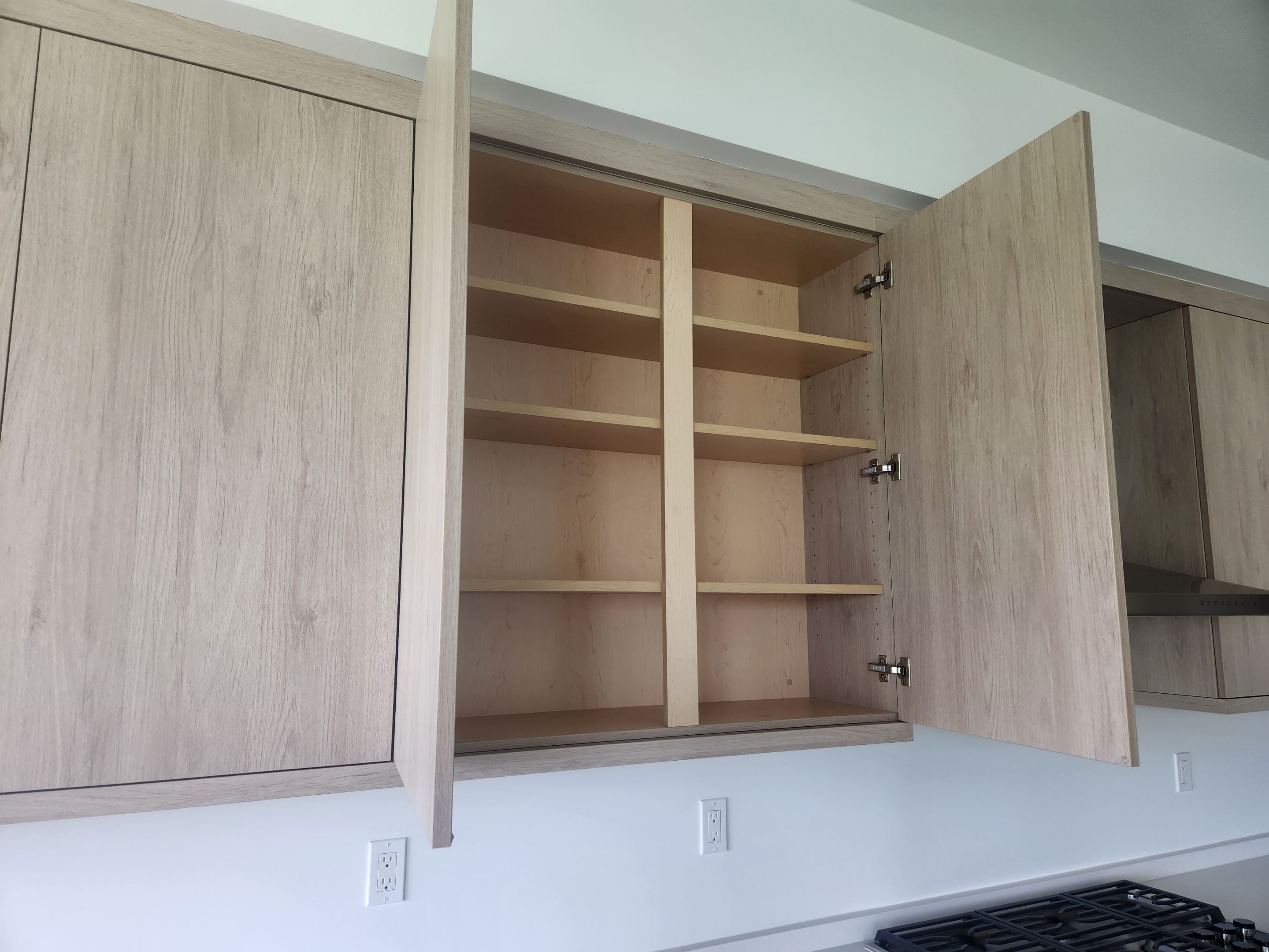 Cabico Sandy Oak Transitional Kitchen with Island & Wolf Appliances