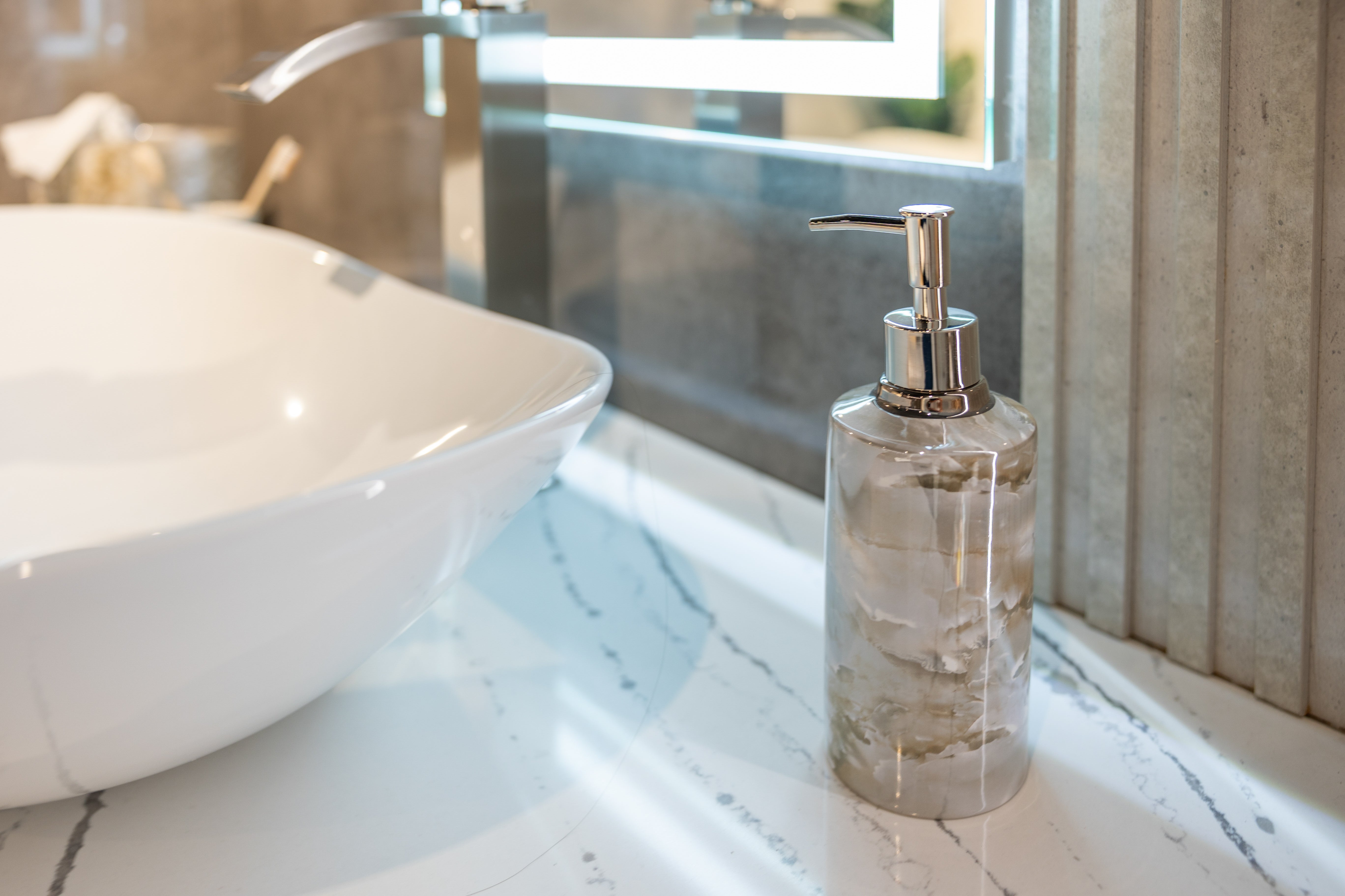 Azzurri Casa Wood Paneled and Matte White Complete Modern Bathroom with Oval Bathtub