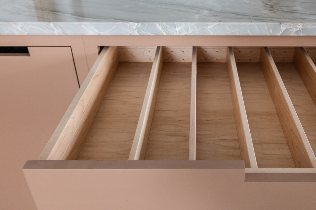 Plato Designer Custom Painted Pantry with Sensa Vancouver Quartzite