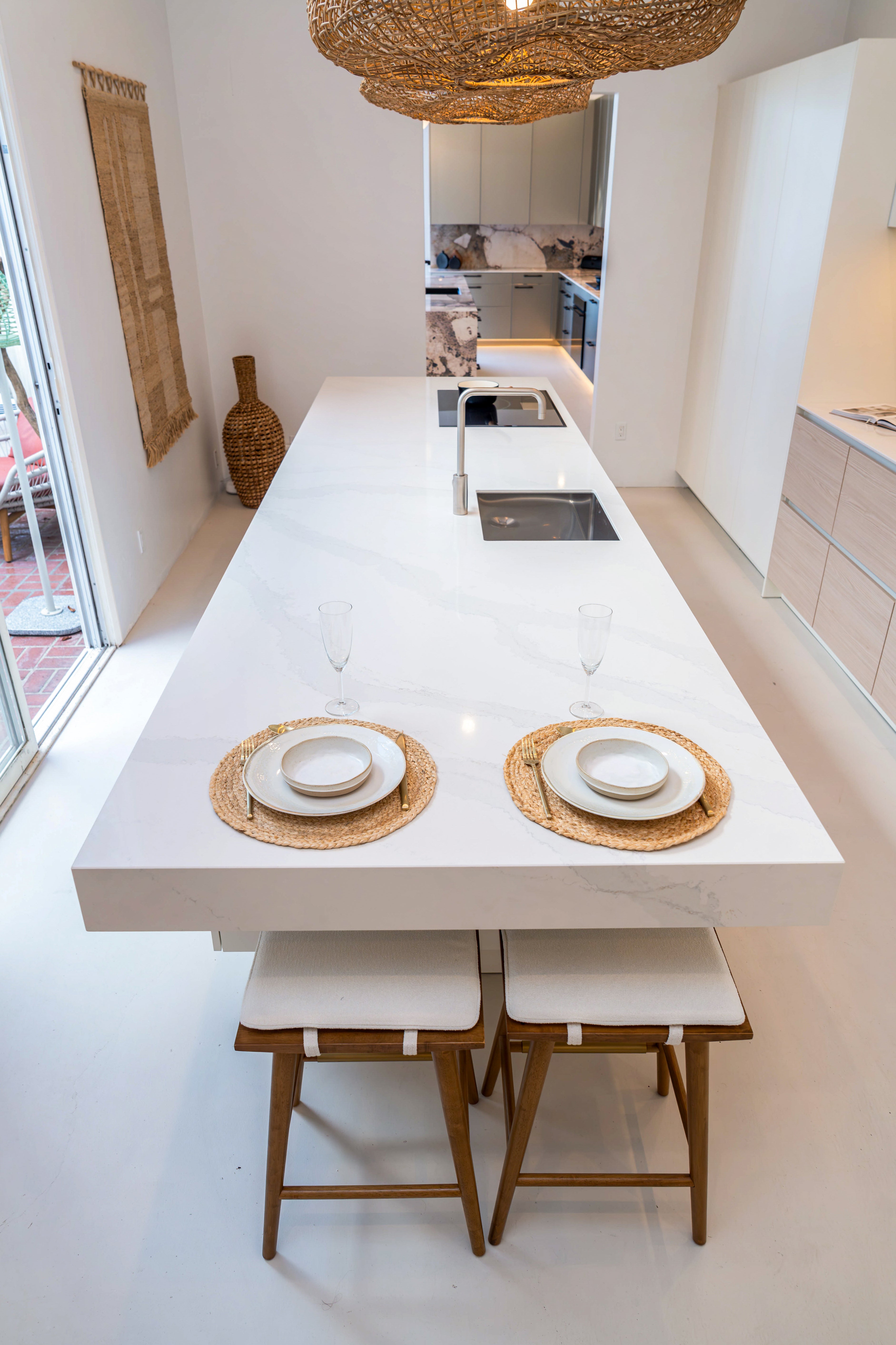 Poggenpohl +Modo High-Gloss Blossom White Kitchen Island