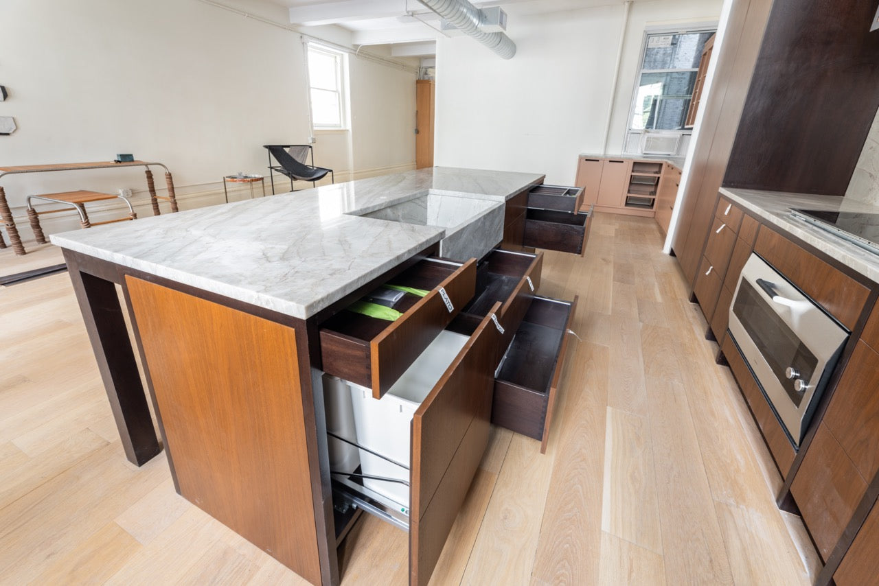 Plato Natural Walnut & Espresso Modern Kitchen with Gaggenau Appliances