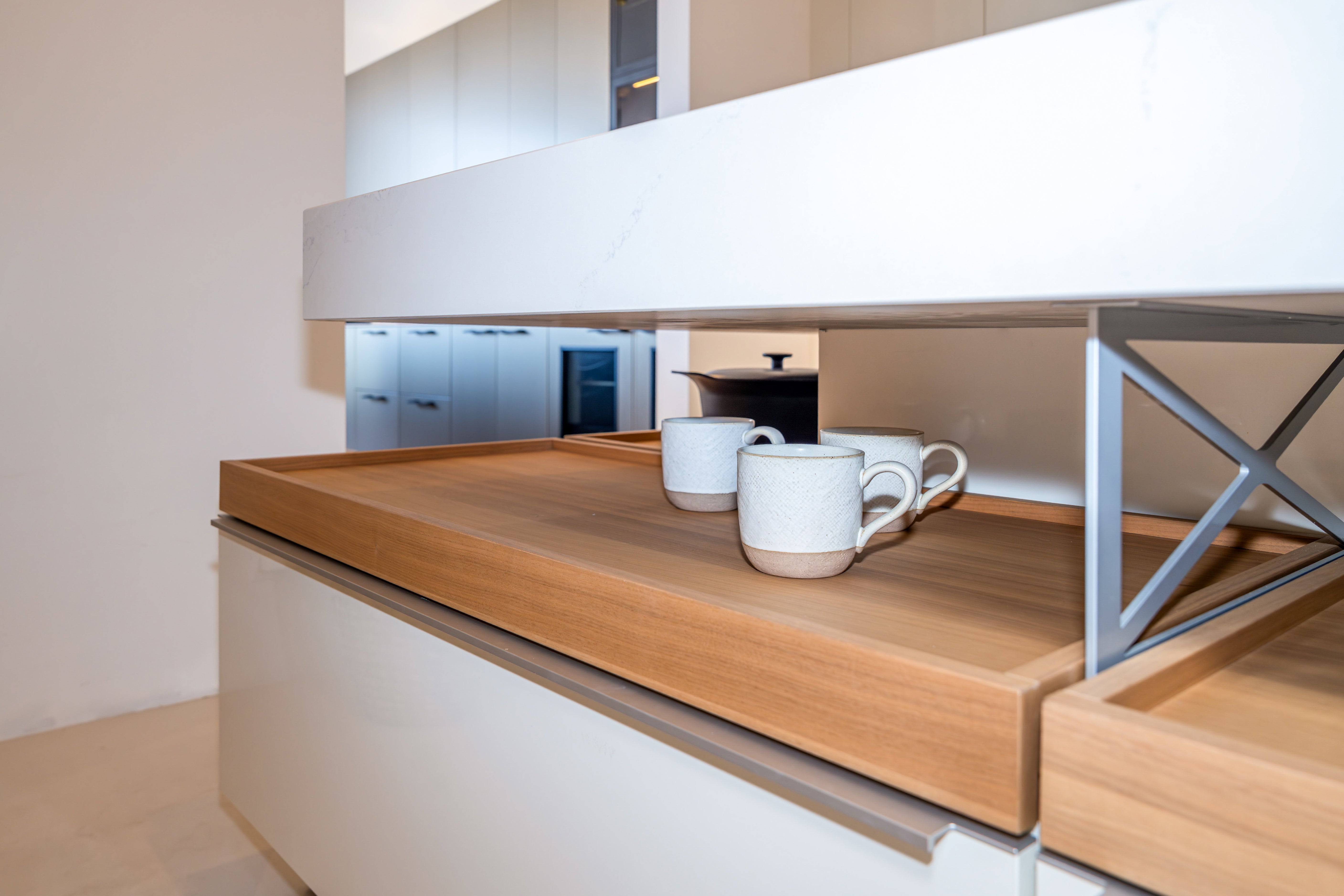 Poggenpohl +Modo High-Gloss Blossom White Kitchen Island