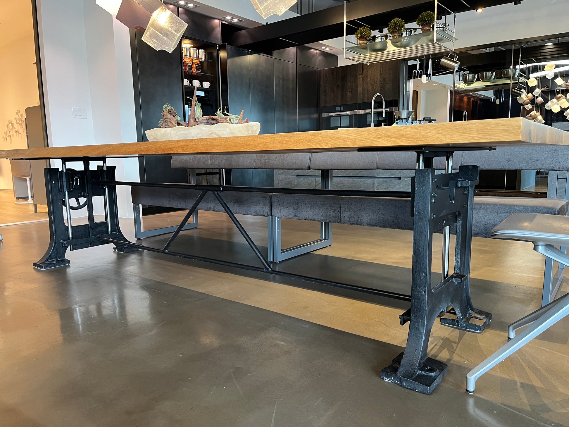 eggersmann Certified Light Oak and Black Metal Modern Rustic Dining Table