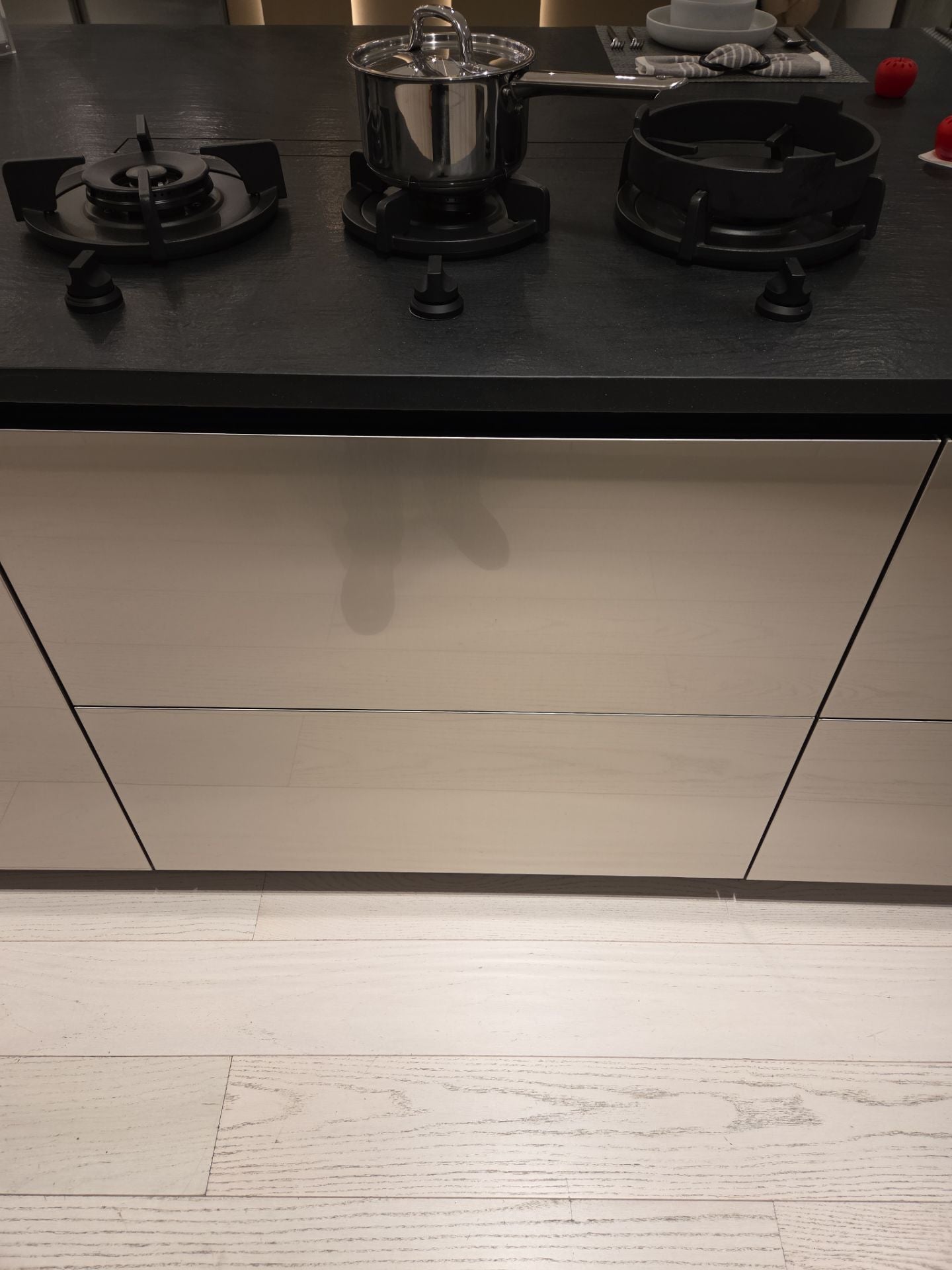 DOCA Modern Wood Veneer Black Kitchen with Island & Appliances