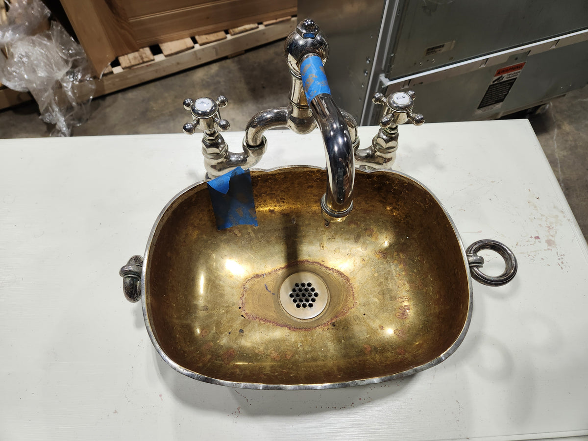 Custom 55" Distressed Wood Vanity with Sink & Faucet