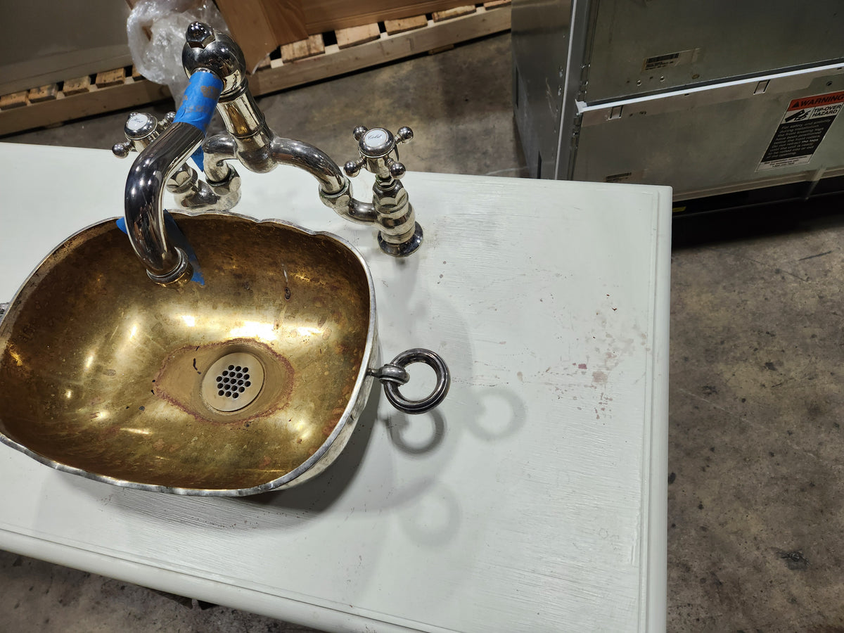 Custom 55" Distressed Wood Vanity with Sink & Faucet