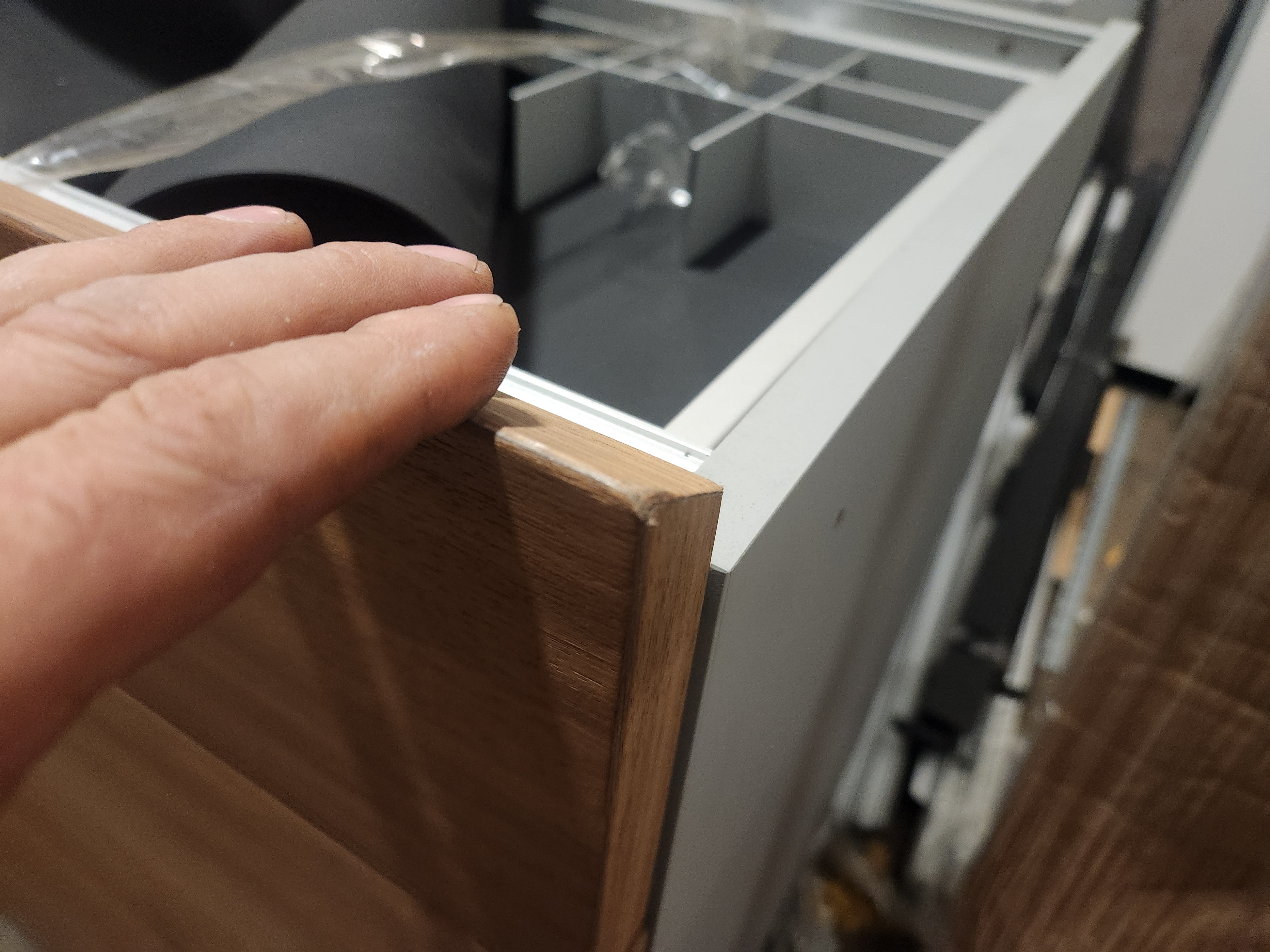 Poliform Phoenix Multi-Tone Modern Kitchen with Artex Island, Stone Countertops and Miele Appliances