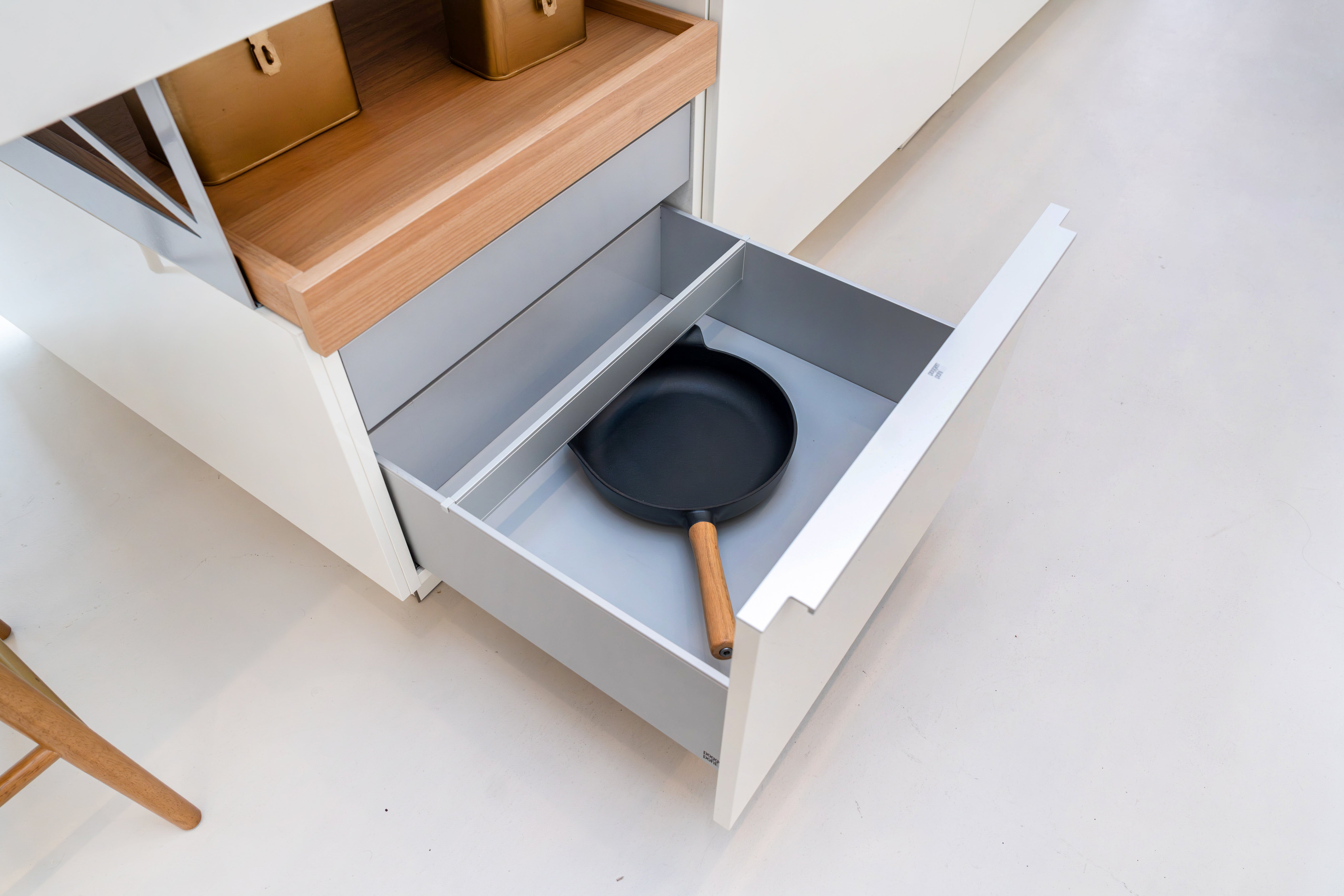 Poggenpohl +Modo High-Gloss Blossom White Kitchen Island