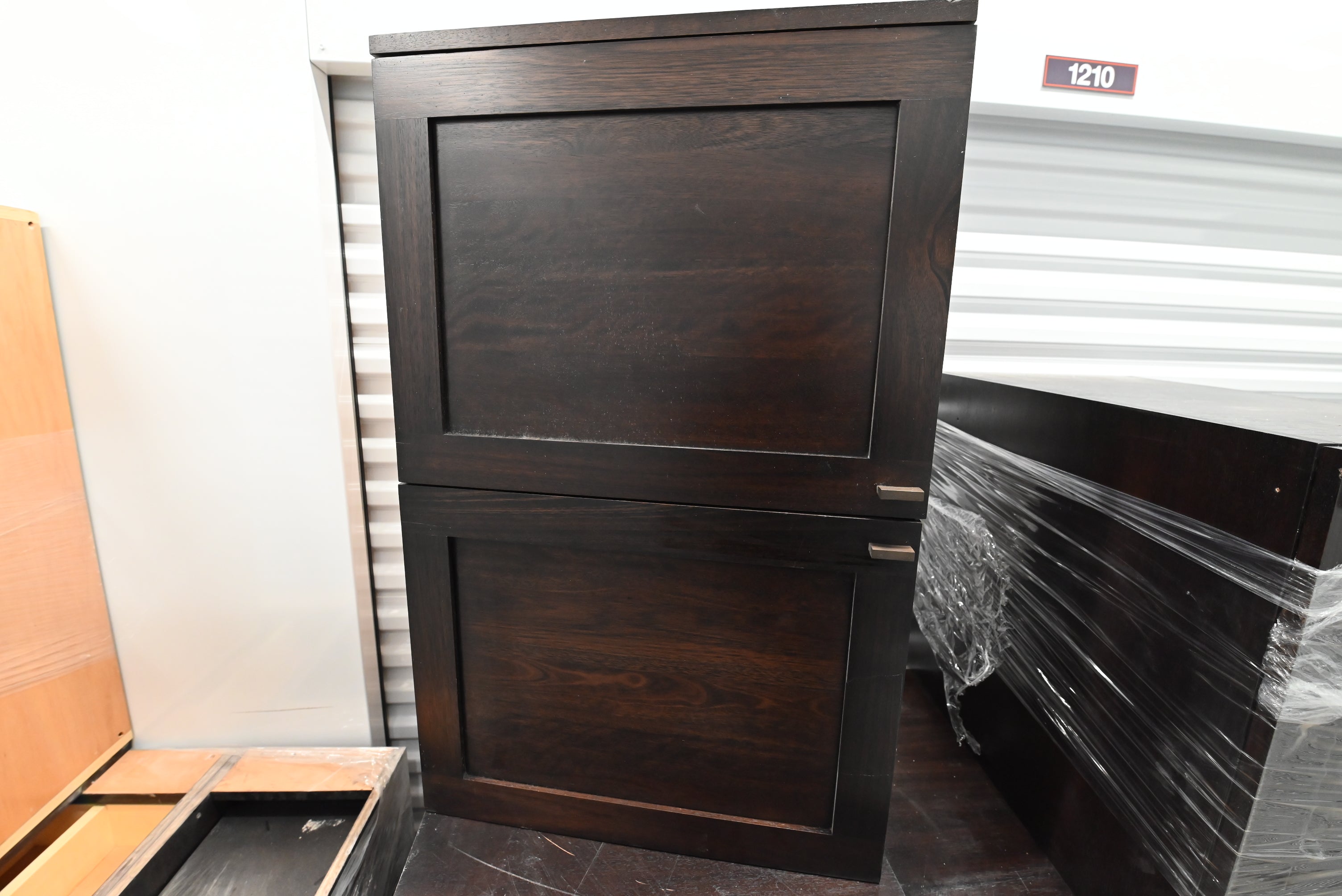 Transitional Dark Wooden Brown Kitchen with Island, Marble Countertops & Luxury Appliances