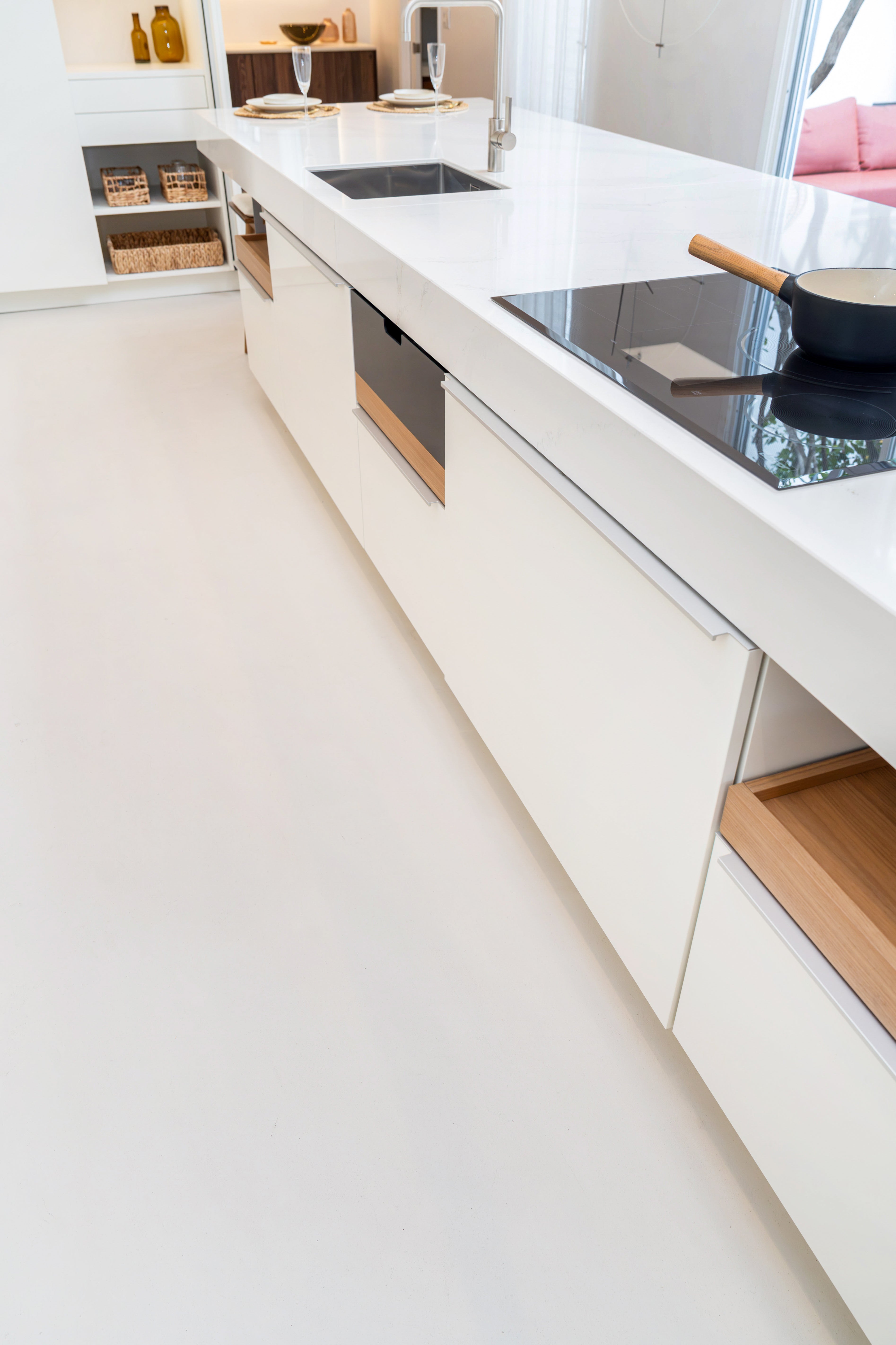 Poggenpohl +Modo High-Gloss Blossom White Kitchen Island