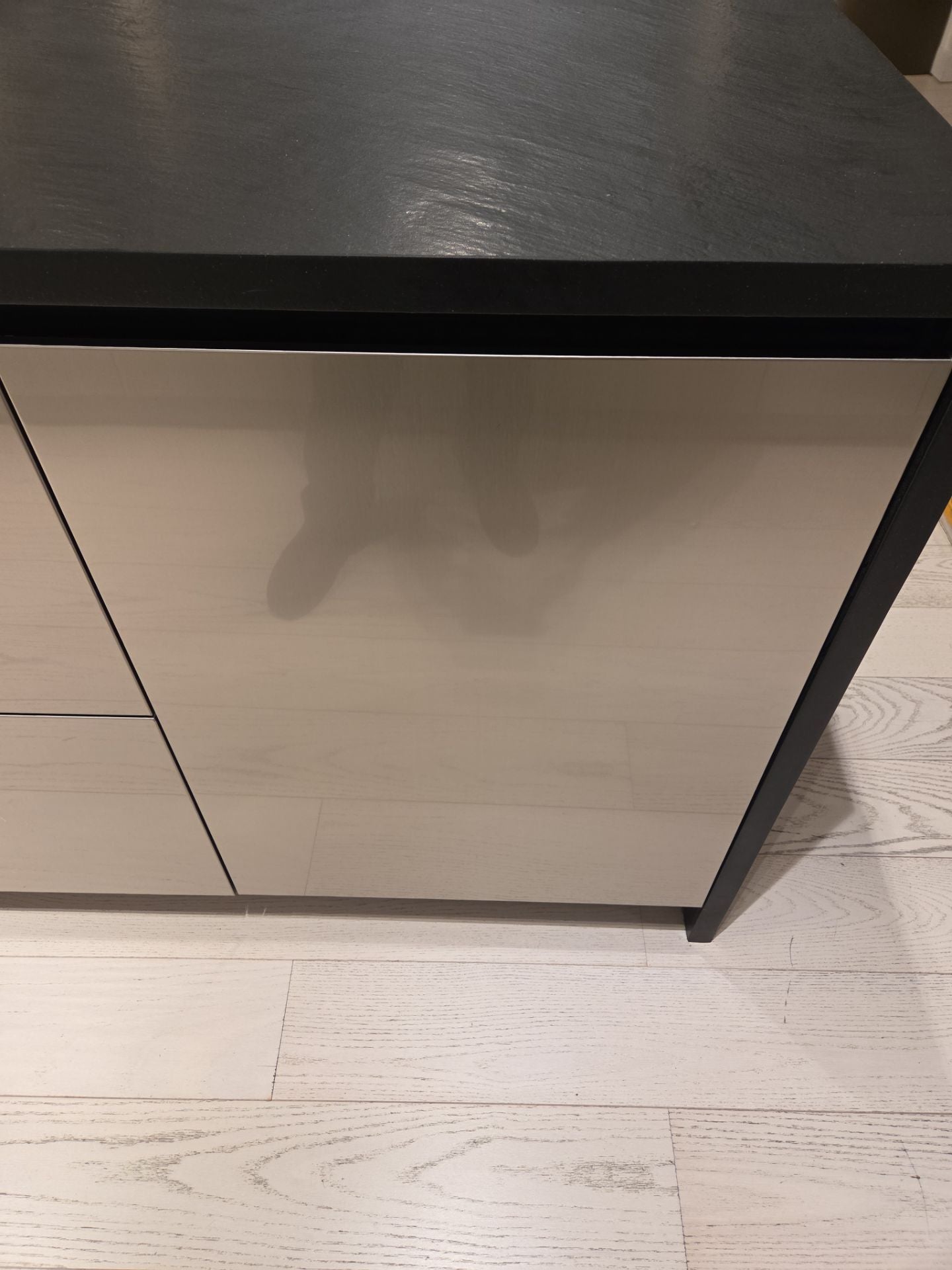 DOCA Modern Wood Veneer Black Kitchen with Island & Appliances