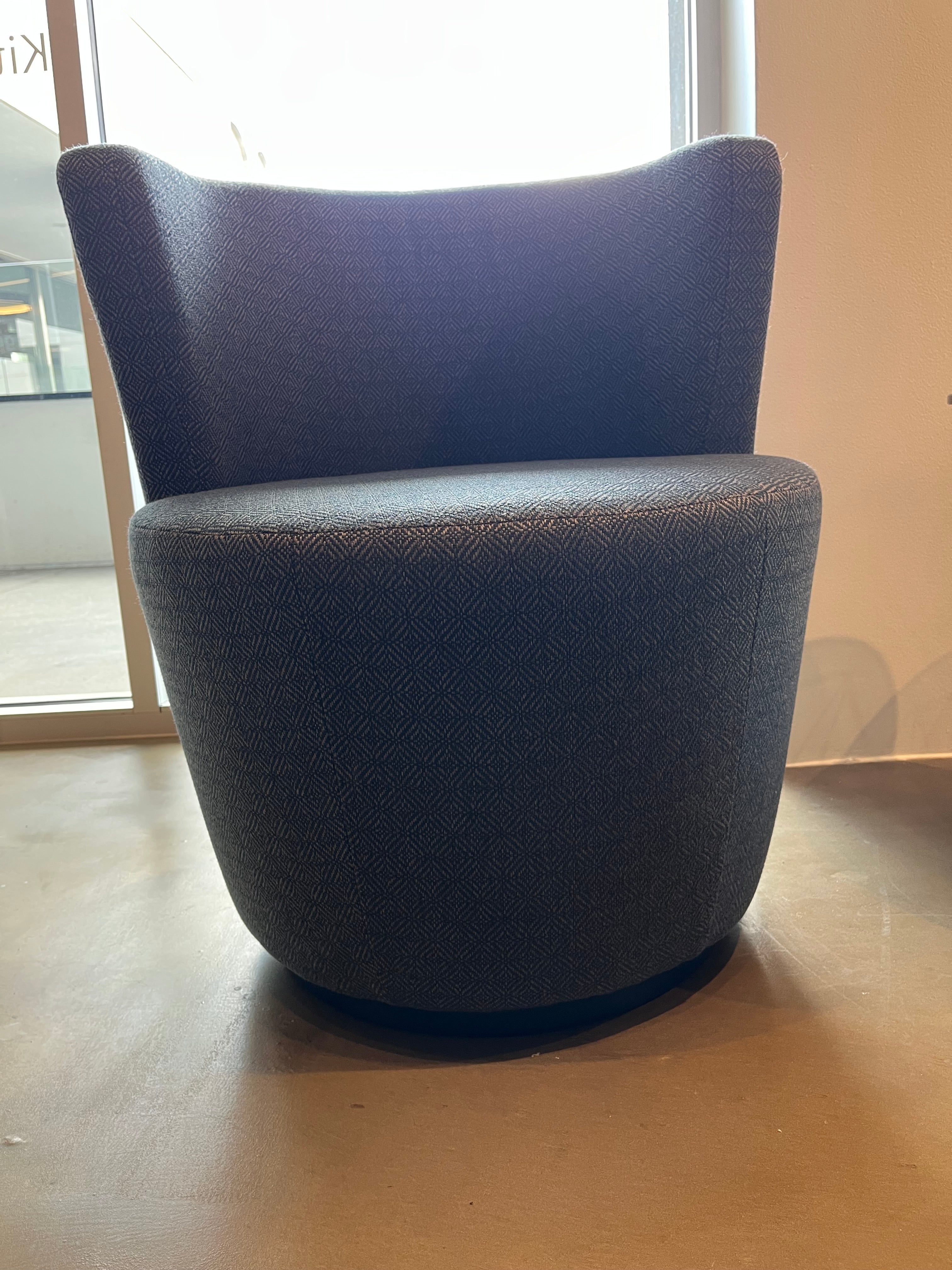 eggersmann Sophisticated Living Malia Blue Armchairs with Varnished Birchwood Base