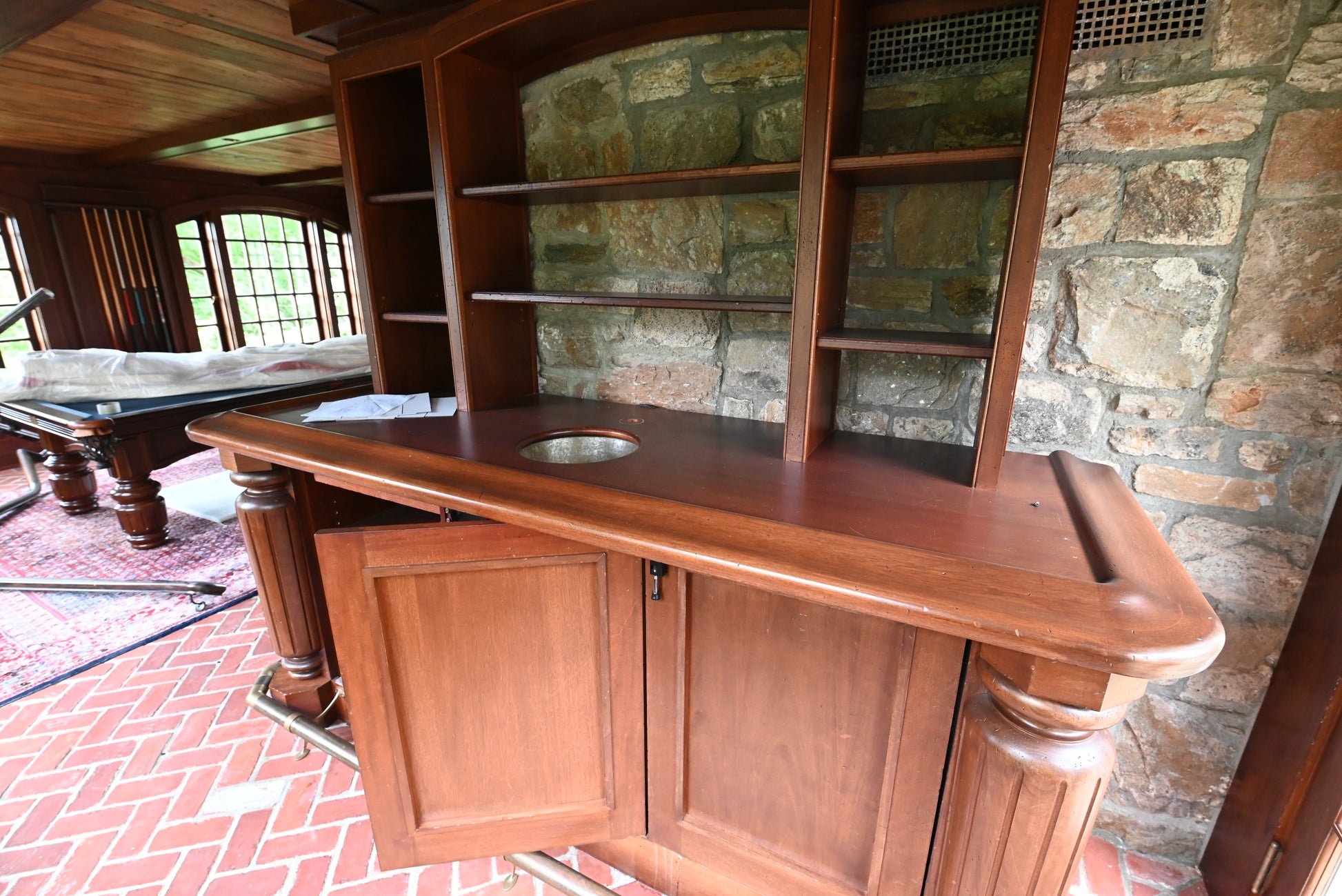 Traditional Wooden Wet Bar with Sink