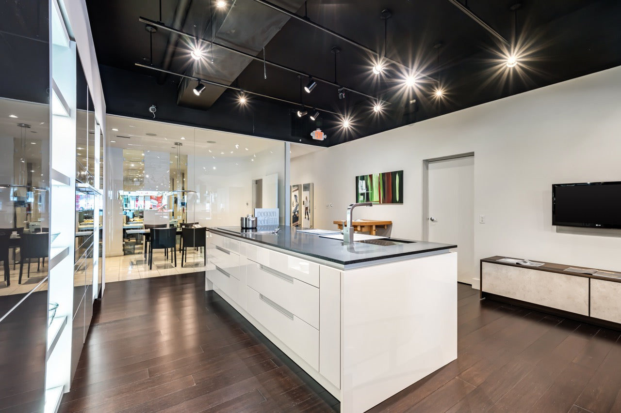 Poggenpohl Modern High Gloss Beige & Titan Grey Kitchen with Miele Appliances