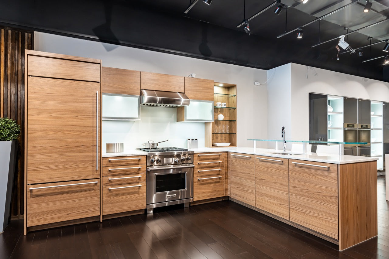 Poggenpohl Modern Brown Elm Kitchen with Wolf & Sub-Zero Appliances