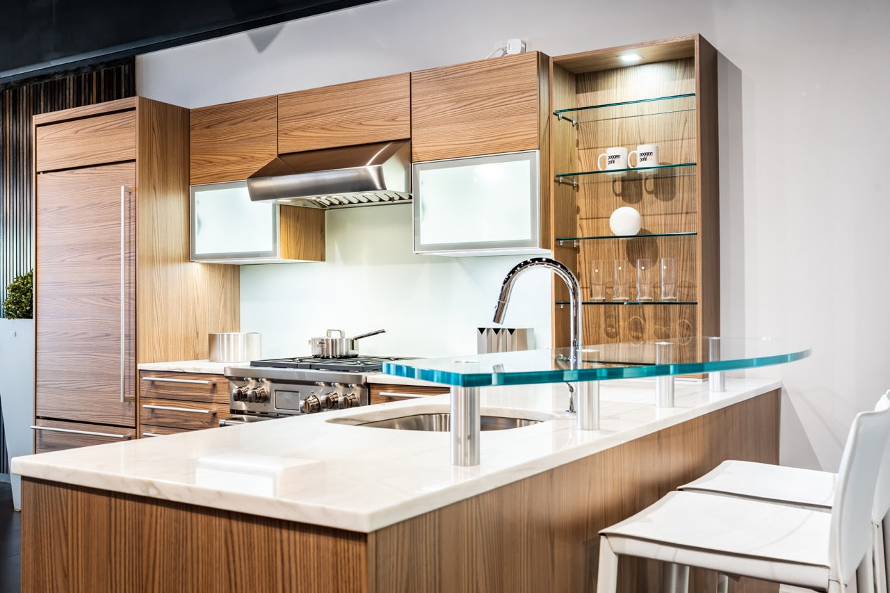 Poggenpohl Modern Brown Elm Kitchen with Wolf & Sub-Zero Appliances