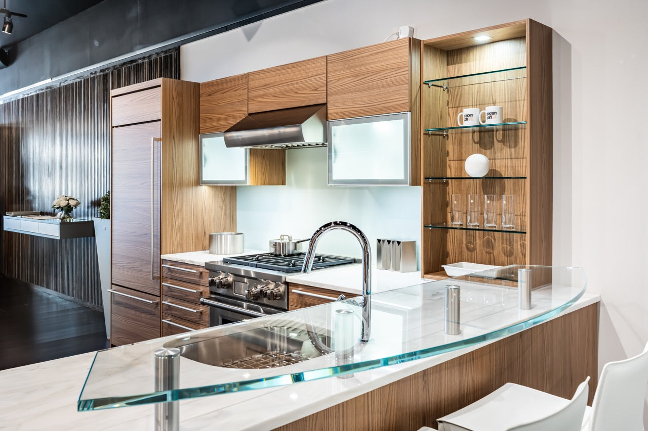Poggenpohl Modern Brown Elm Kitchen with Wolf & Sub-Zero Appliances