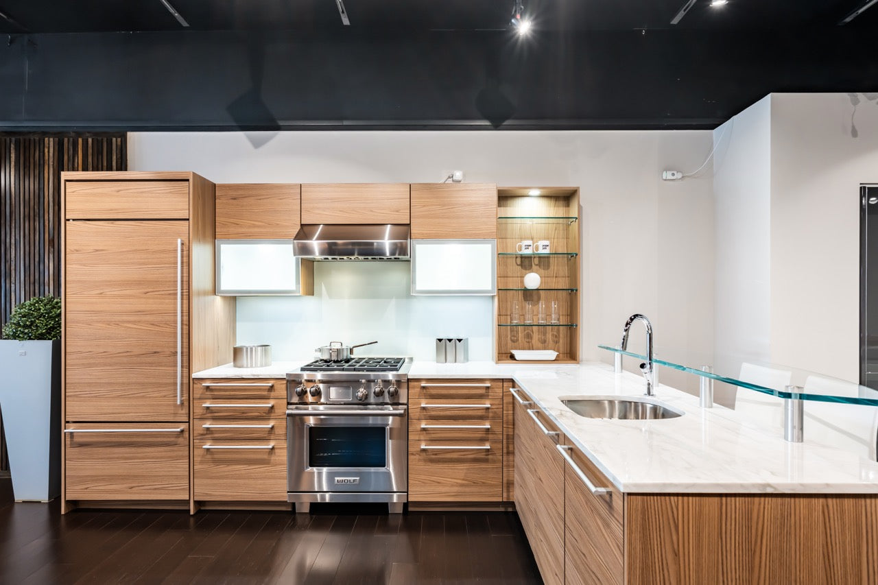 Poggenpohl Modern Brown Elm Kitchen with Wolf & Sub-Zero Appliances
