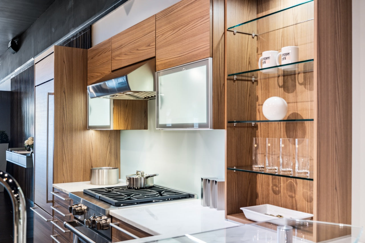 Poggenpohl Modern Brown Elm Kitchen with Wolf & Sub-Zero Appliances