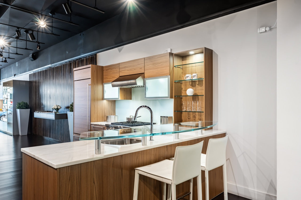 Poggenpohl Modern Brown Elm Kitchen with Wolf & Sub-Zero Appliances