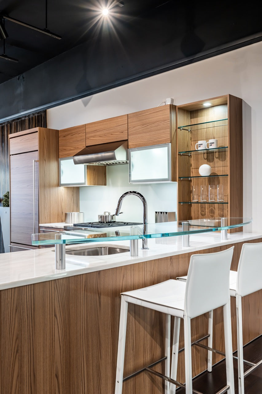 Poggenpohl Modern Brown Elm Kitchen with Wolf & Sub-Zero Appliances