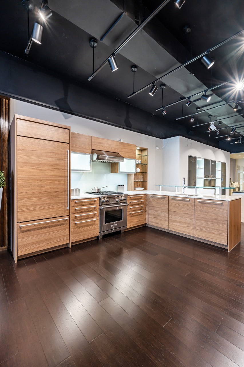 Poggenpohl Modern Brown Elm Kitchen with Wolf & Sub-Zero Appliances
